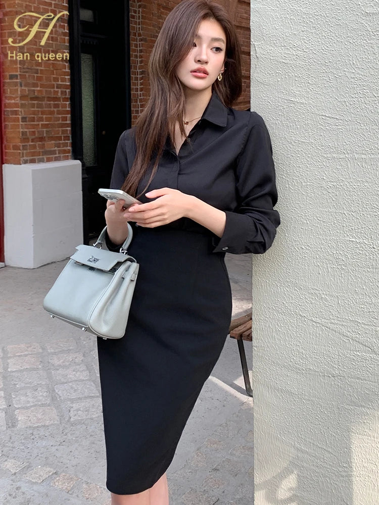 Eleganter Bleistiftrock von H Han Queen – High-Waist Büro- & Sommerrock in Schwarz